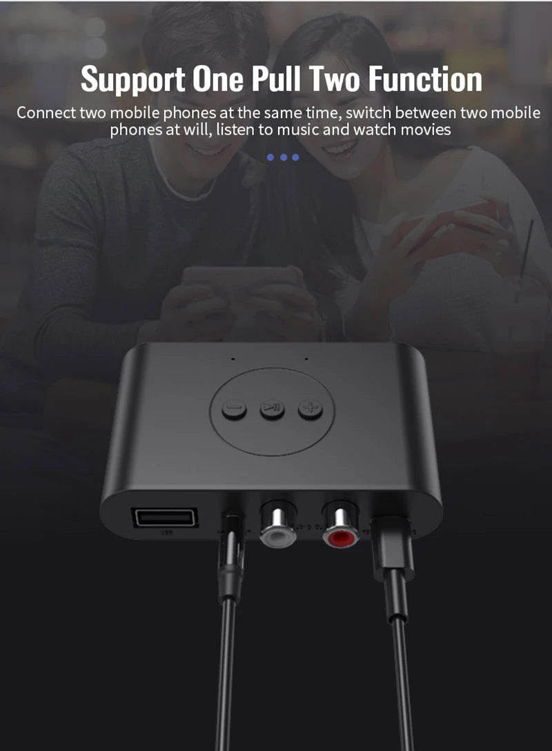 Bluetooth 5.2 Audio Receiver met NFC – Draadloze AUX & RCA Adapter voor Auto, Speakers en Versterkers