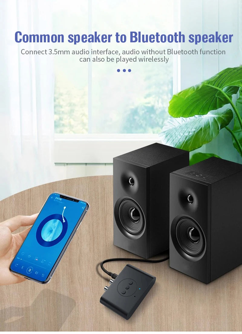 Bluetooth 5.2 Audio Receiver met NFC – Draadloze AUX & RCA Adapter voor Auto, Speakers en Versterkers