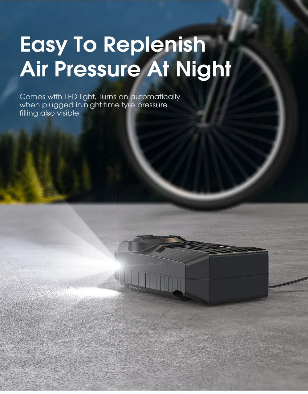 Mini pompe à air électrique pour voiture et vélo – Pompe à pression de pneus portable