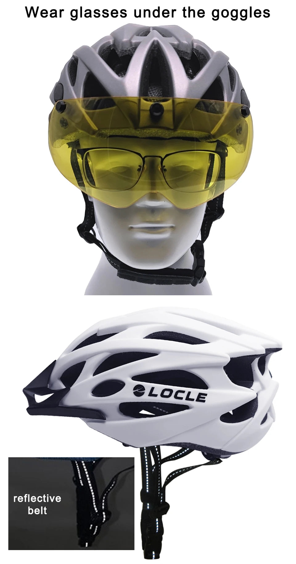 🚴 Casque de vélo LOCLE avec lunettes magnétiques – Casque VTT et vélo de route ultraléger avec visière pare-soleil