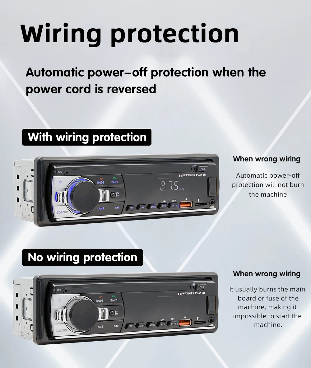 Autoradio stéréo Bluetooth BQCC 60 W x4 – Lecteur MP3 avec radio FM, USB et carte SD