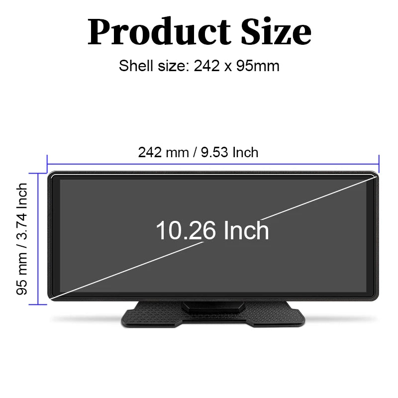 10.26" Car Mirror Radio Multimedia Player – Wireless CarPlay & Android Auto met Bluetooth