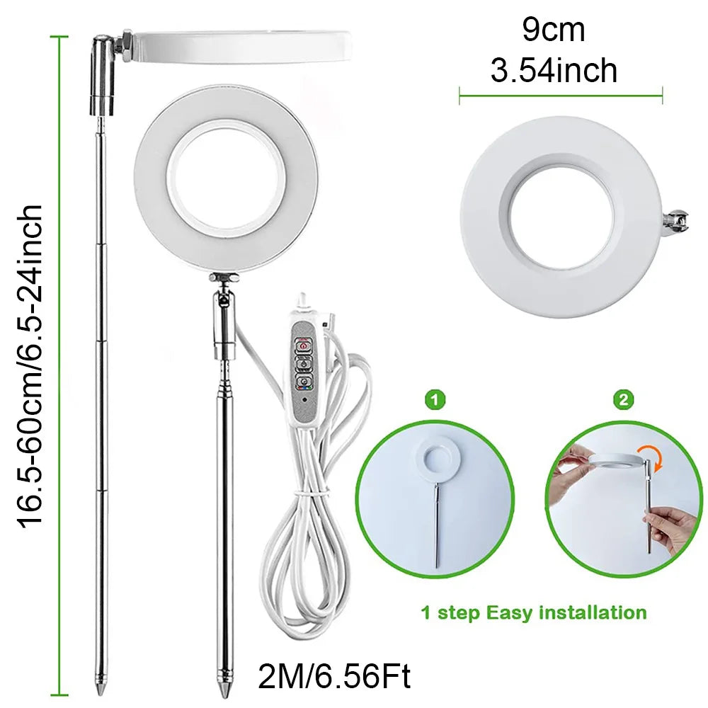 LED Kweeklamp voor Binnenplanten – Full Spectrum Groeilamp met Timer & Dimfunctie (5V USB)