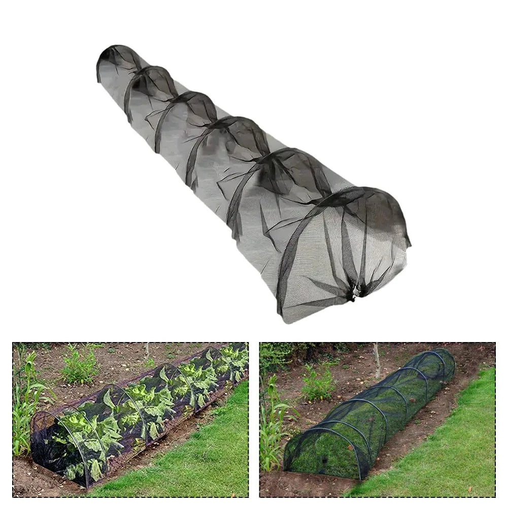 Tunnel de jardin en filet anti-insectes 300 x 45 x 45 cm – Protection en maille noire pour légumes