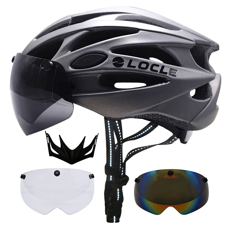 🚴 Casque de vélo LOCLE avec lunettes magnétiques – Casque VTT et vélo de route ultraléger avec visière pare-soleil