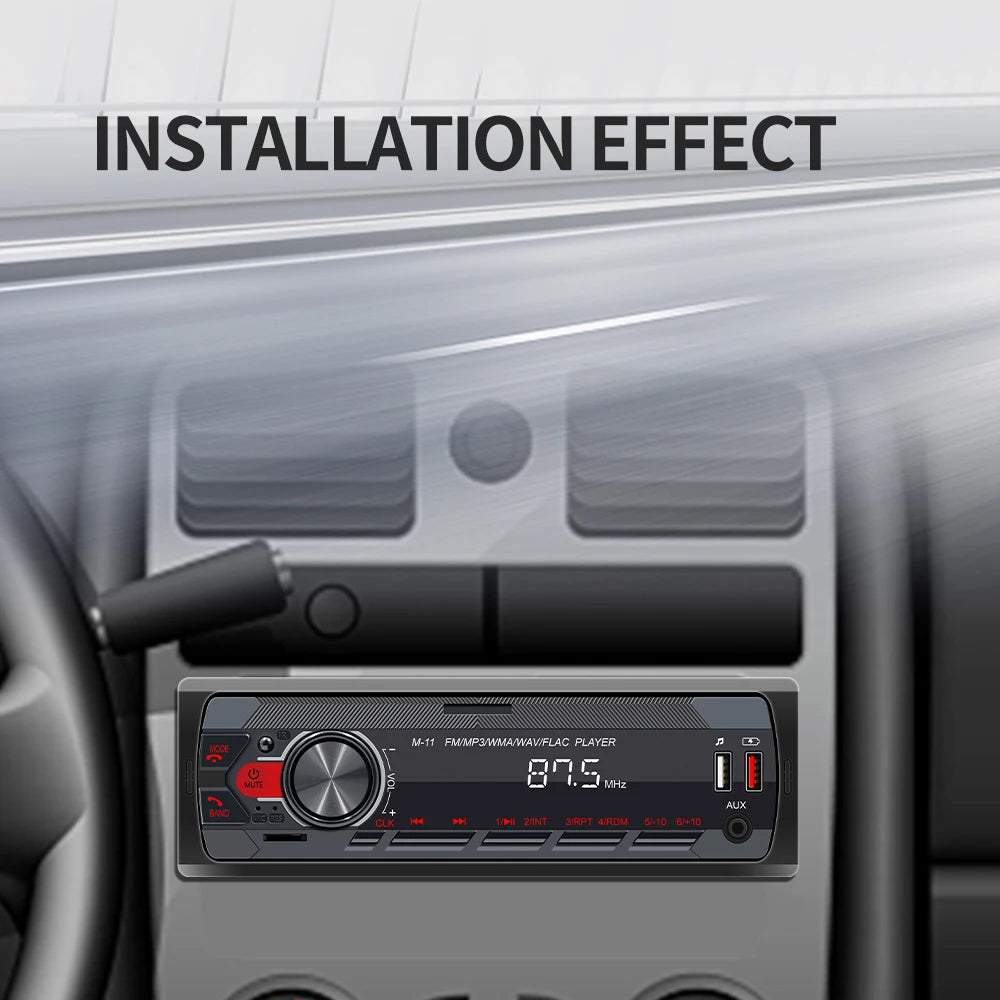 Podofo 1DIN Bluetooth Autoradio MP3 Speler – FM Radio, USB, AUX & TF Kaart met Afstandsbediening