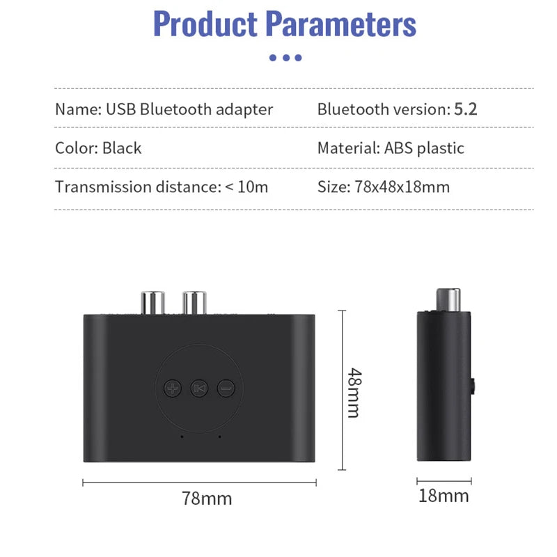 Bluetooth 5.2 Audio Receiver met NFC – Draadloze AUX & RCA Adapter voor Auto, Speakers en Versterkers