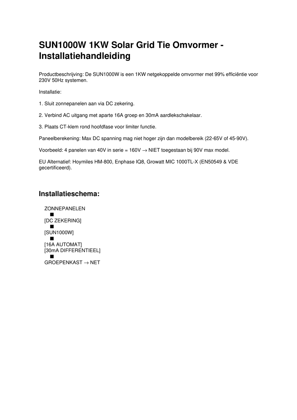 Onduleur solaire TINGEN SUN1000W 1 kW raccordé au réseau avec limiteur – Rendement de 99 % – CC/CA