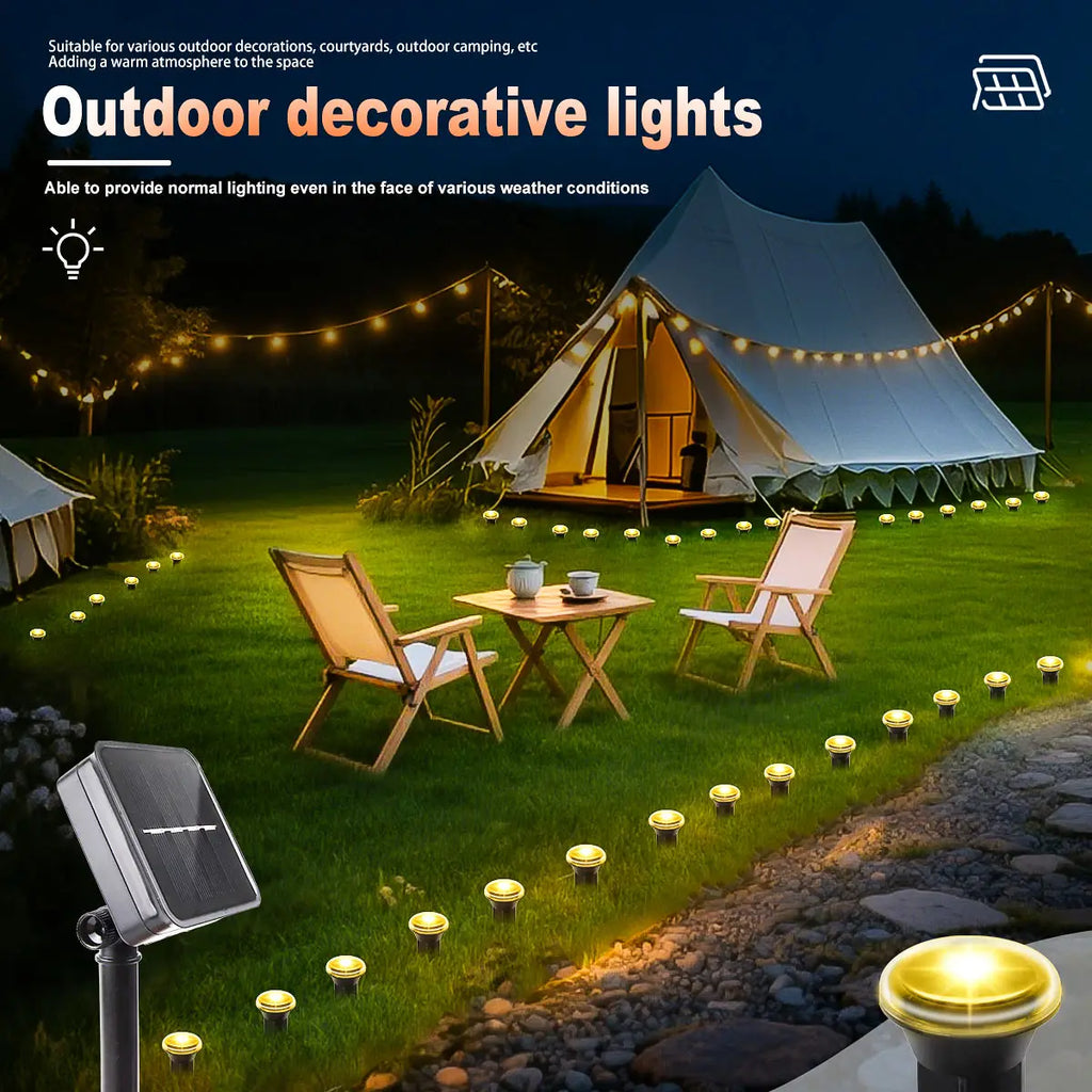 🌟 Lampe de chemin solaire à LED – 15/30 LED avec 8 modes d'éclairage (étanche)
