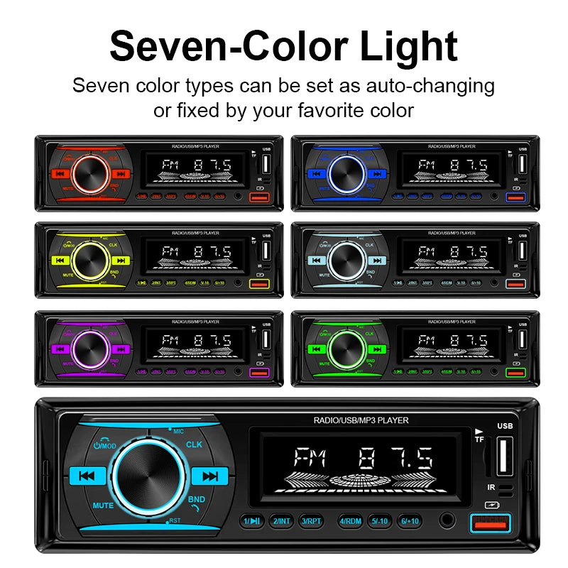 Hippcron 1DIN Bluetooth-Autoradio mit MP3-Player, UKW-Radio, USB, AUX und TF-Kartensteckplatz – 60 W