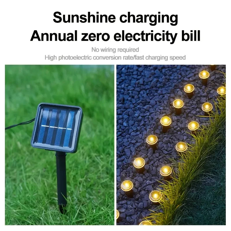 🌟 Lampe de chemin solaire à LED – 15/30 LED avec 8 modes d'éclairage (étanche)