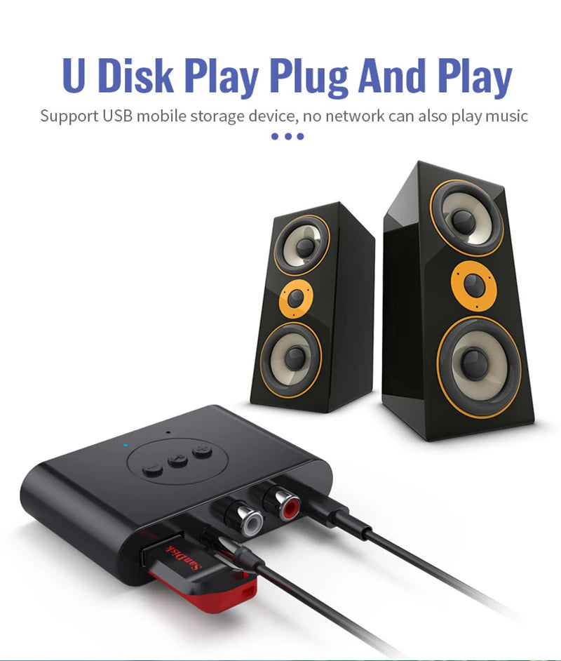 Bluetooth 5.2 Audio Receiver met NFC – Draadloze AUX & RCA Adapter voor Auto, Speakers en Versterkers