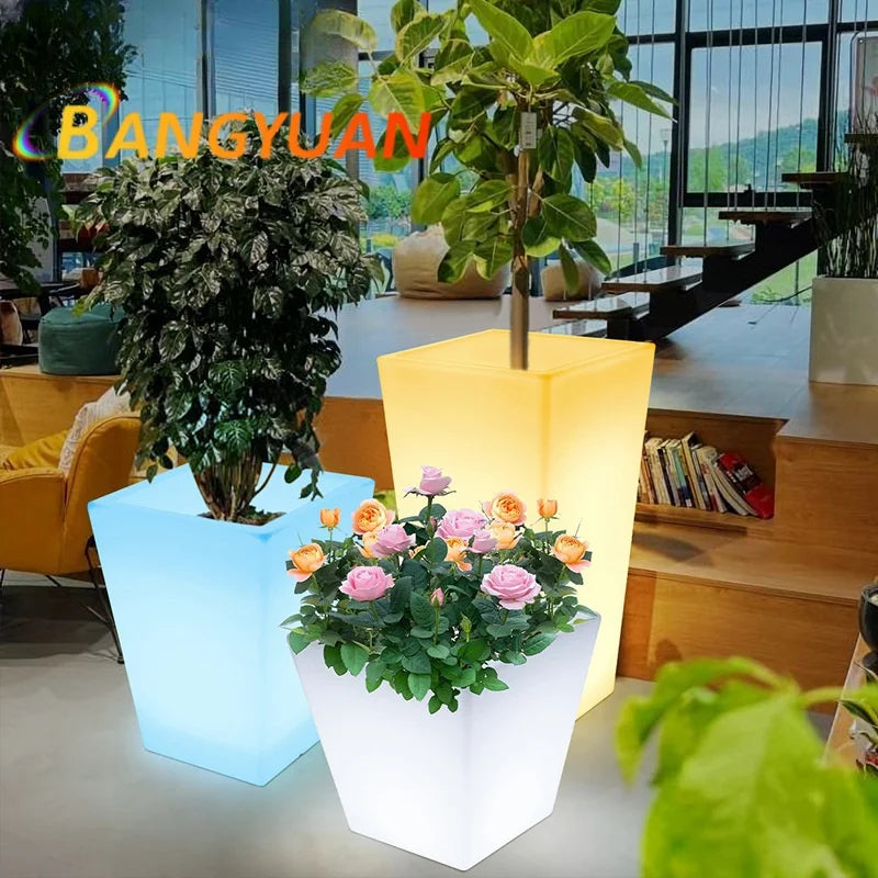 🌈 XMSJ LED Lichtgevende Bloempot – RGB Waterproof Design (Oplaadbaar)