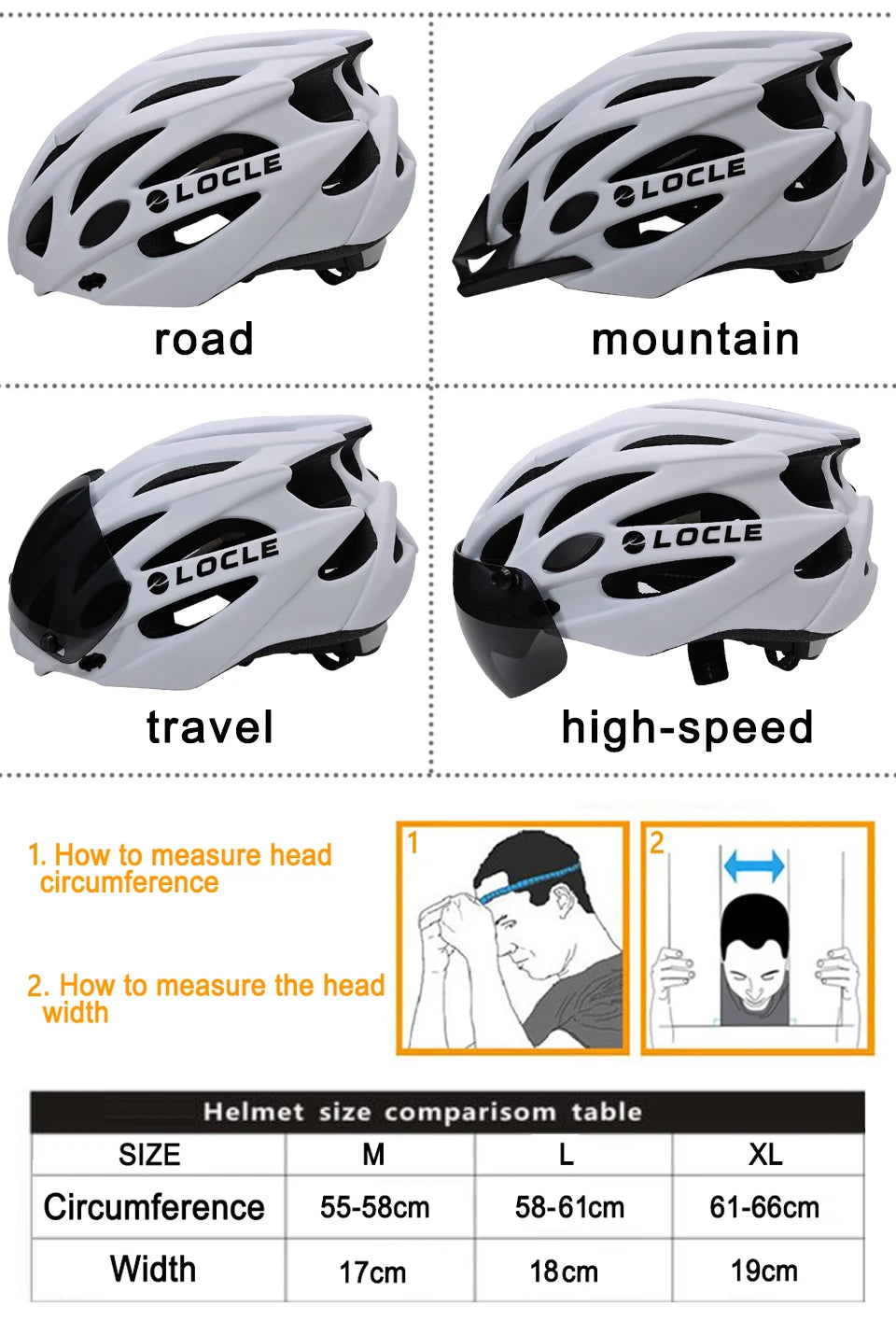 🚴 Casque de vélo LOCLE avec lunettes magnétiques – Casque VTT et vélo de route ultraléger avec visière pare-soleil