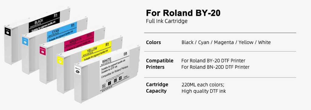 Cartouche d'encre OCBESTJET DTF 220 ml pour Roland BY-20 et BN-20D