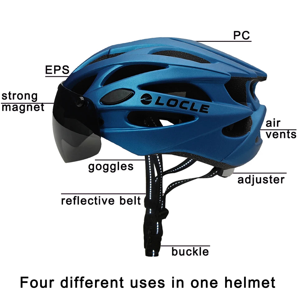 🚴 Casque de vélo LOCLE avec lunettes magnétiques – Casque VTT et vélo de route ultraléger avec visière pare-soleil
