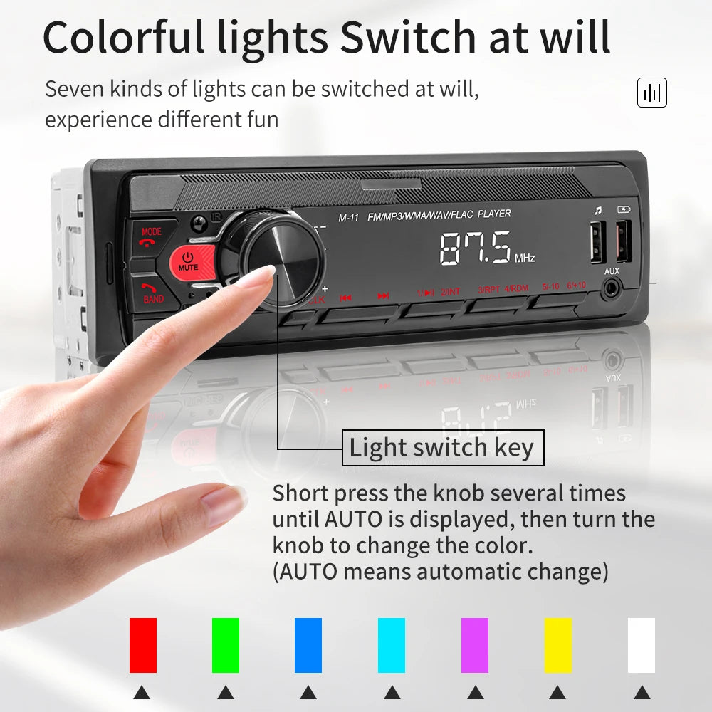 Podofo 1DIN Bluetooth Autoradio MP3 Speler – FM Radio, USB, AUX & TF Kaart met Afstandsbediening