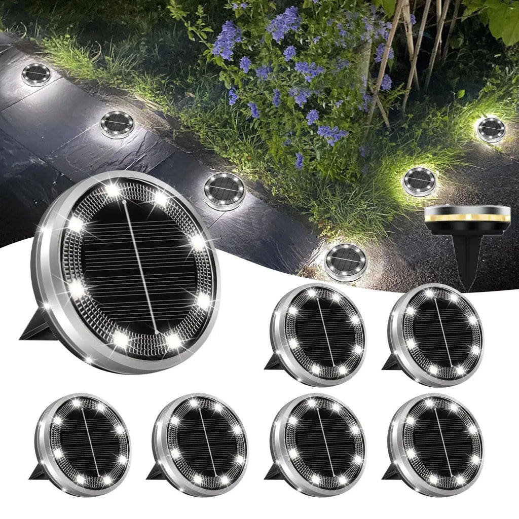 💡 SKYSHADOW Solar Grondspot 8 LED – RVS Inbouw Tuinlamp IP65
