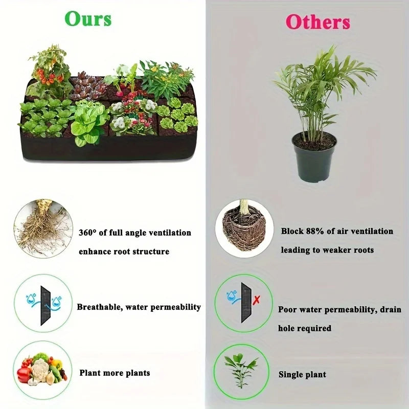 Potager surélevé extra large à 8 compartiments – Potager rectangulaire durable