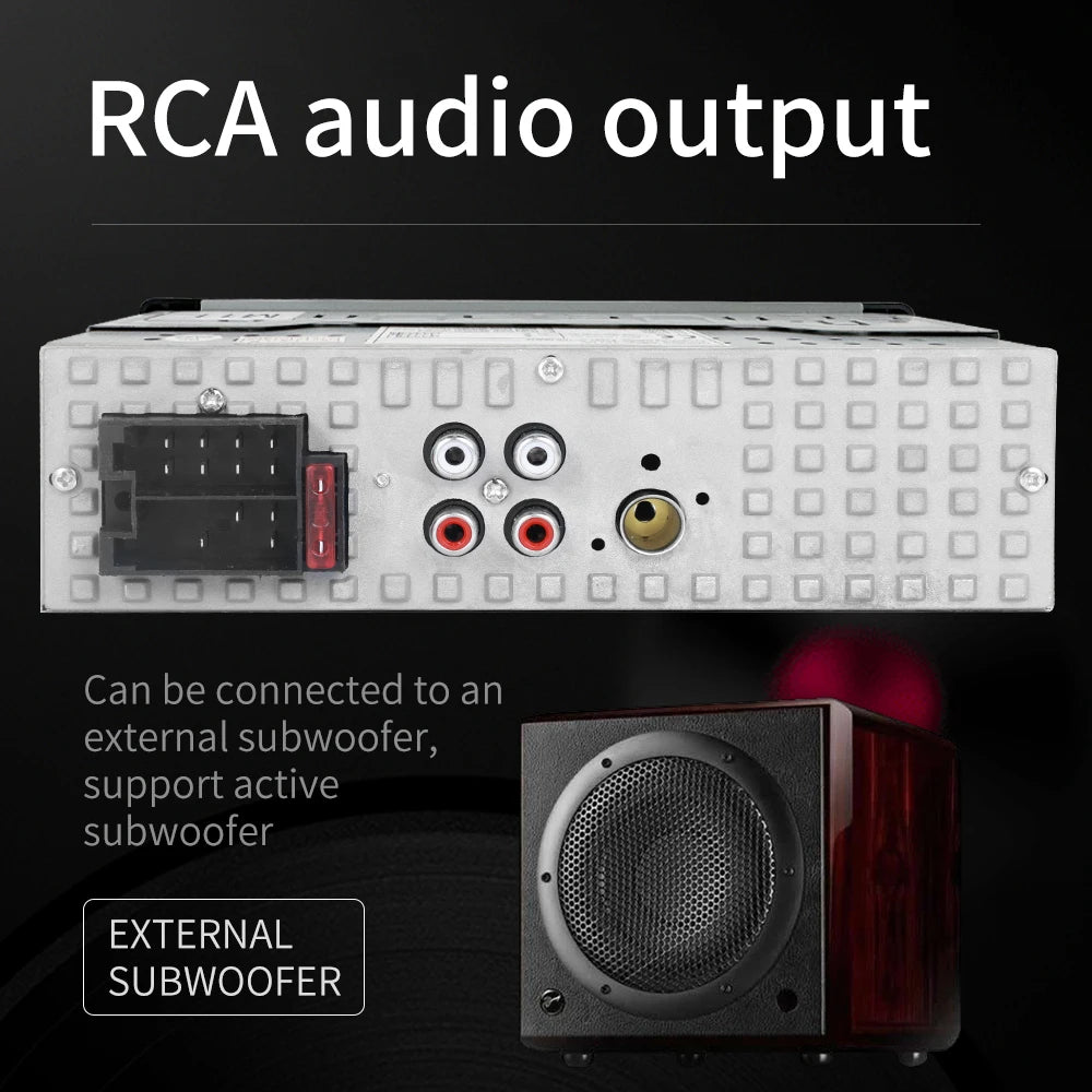 Podofo 1DIN Bluetooth Autoradio MP3 Speler – FM Radio, USB, AUX & TF Kaart met Afstandsbediening