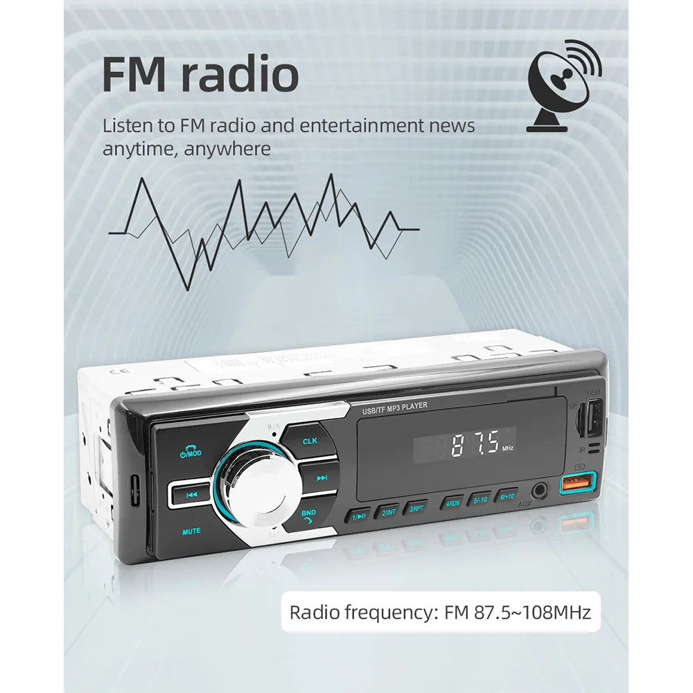 Autoradio MOPECT DAB+ 1-DIN Bluetooth – Lecteur MP3 avec 2 ports USB, carte TF, entrée auxiliaire et télécommande