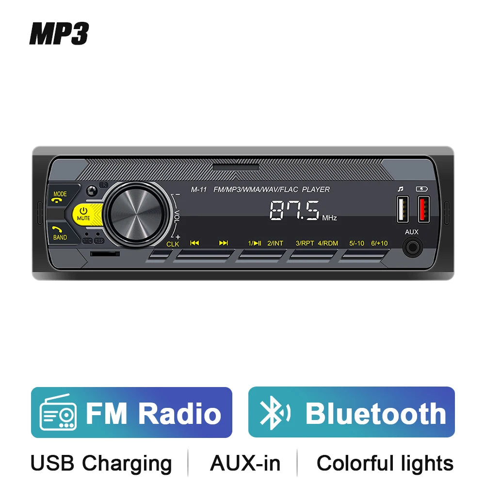 Podofo 1DIN Bluetooth Autoradio MP3 Speler – FM Radio, USB, AUX & APP Remote Control