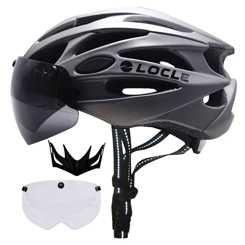 🚴 Casque de vélo LOCLE avec lunettes magnétiques – Casque VTT et vélo de route ultraléger avec visière pare-soleil