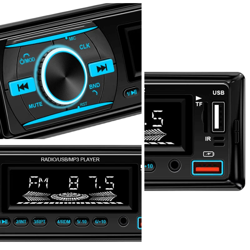 Hippcron 1DIN Bluetooth-Autoradio mit MP3-Player, UKW-Radio, USB, AUX und TF-Kartensteckplatz – 60 W