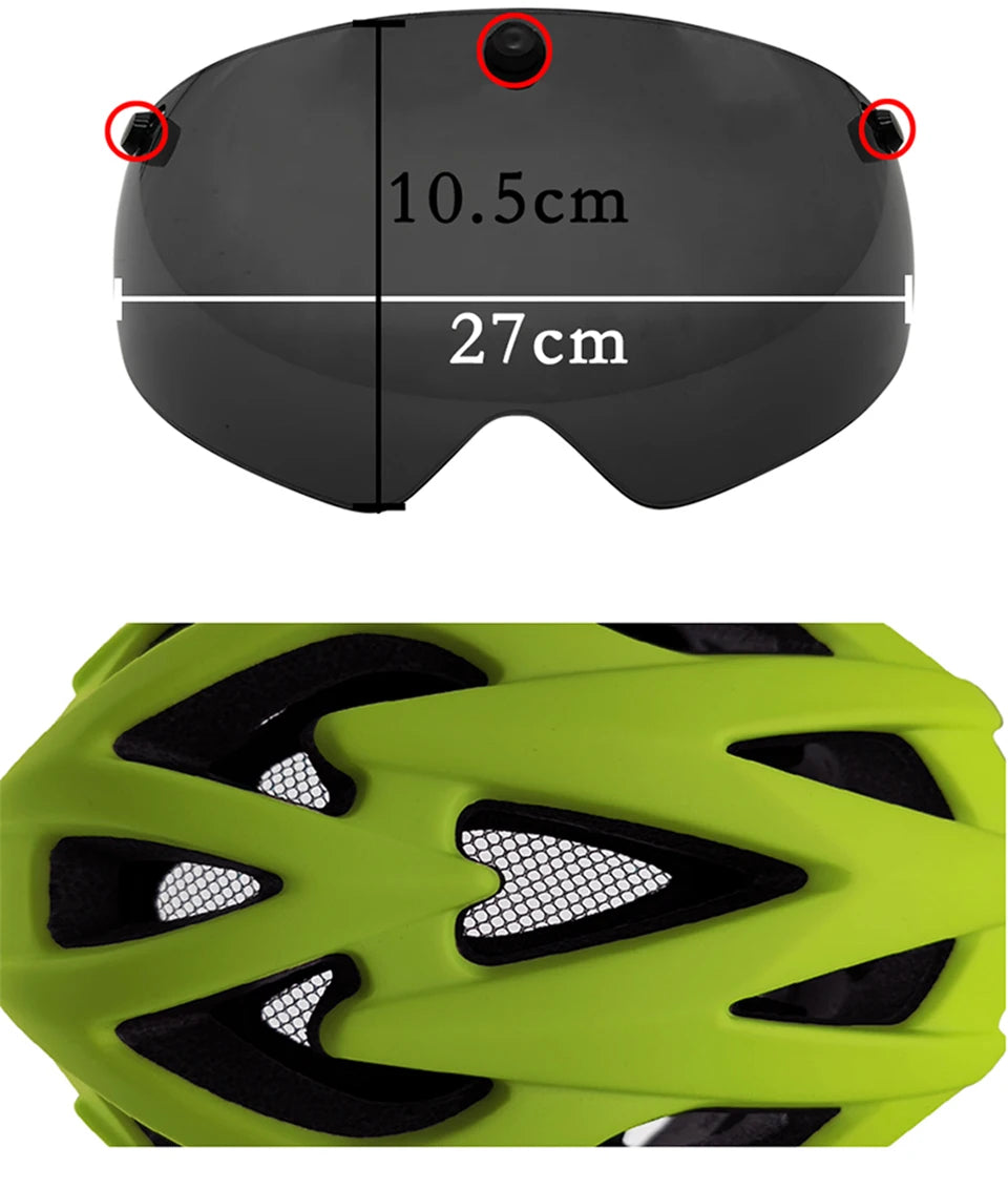 🚴 Casque de vélo LOCLE avec lunettes magnétiques – Casque VTT et vélo de route ultraléger avec visière pare-soleil