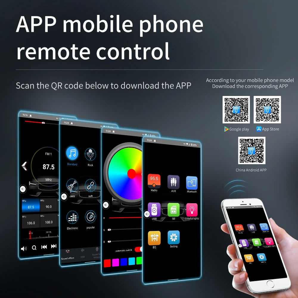 Podofo 1DIN Bluetooth Autoradio MP3 Speler – FM Radio, USB, AUX & TF Kaart met Afstandsbediening