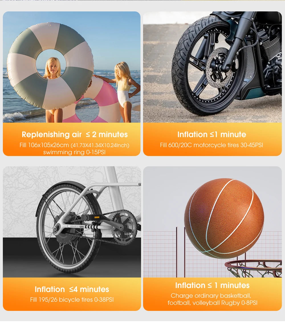 Mini pompe à air électrique pour voiture et vélo – Pompe à pression de pneus portable
