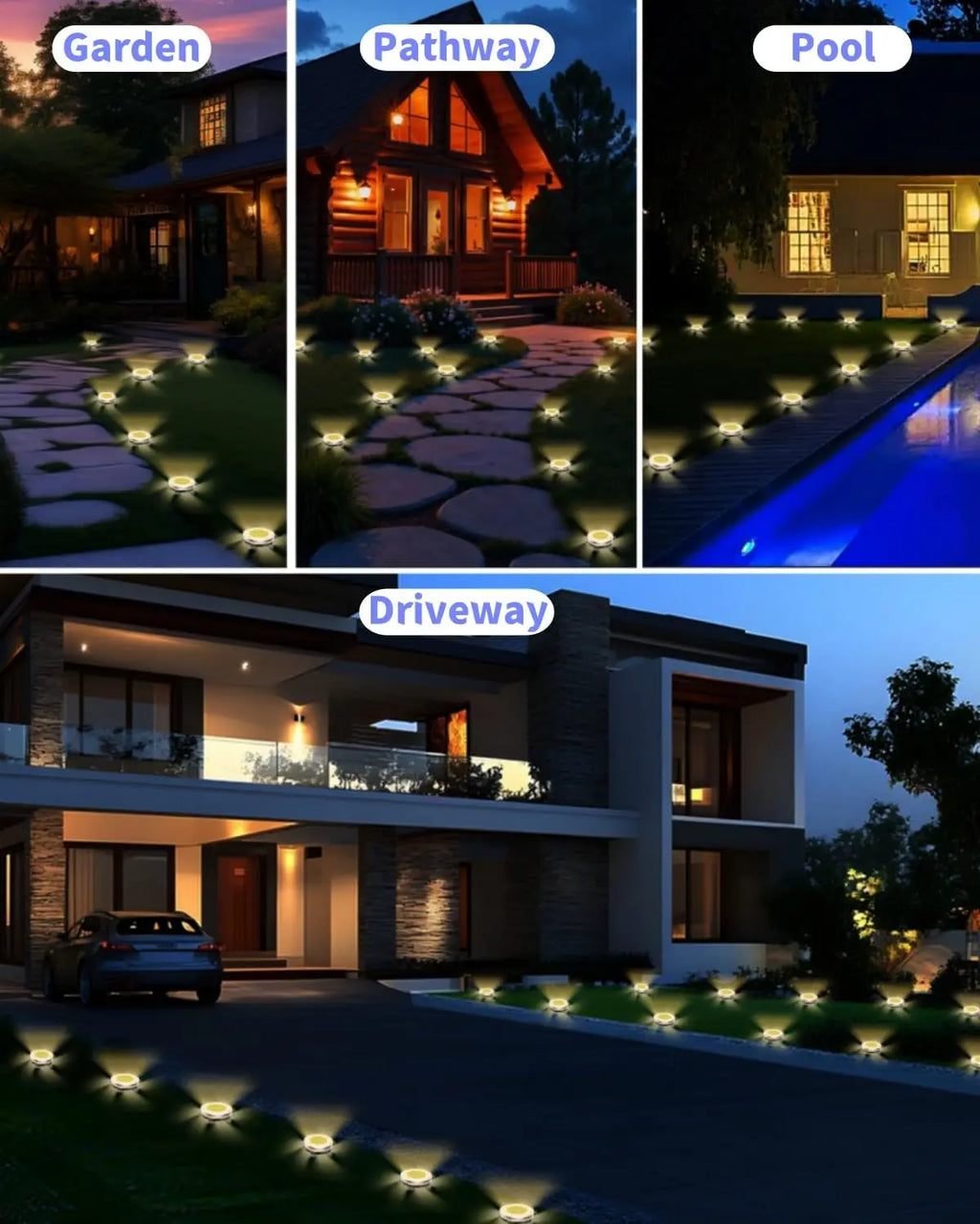 💡 SKYSHADOW Solar Grondspot 8 LED – RVS Inbouw Tuinlamp IP65