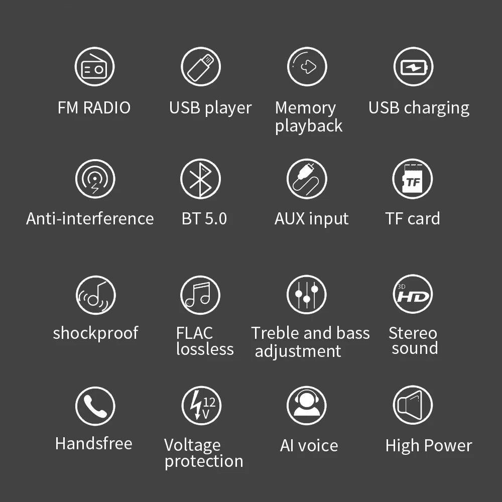 Podofo 1DIN Bluetooth Autoradio MP3 Speler – FM Radio, USB, AUX & TF Kaart met Afstandsbediening