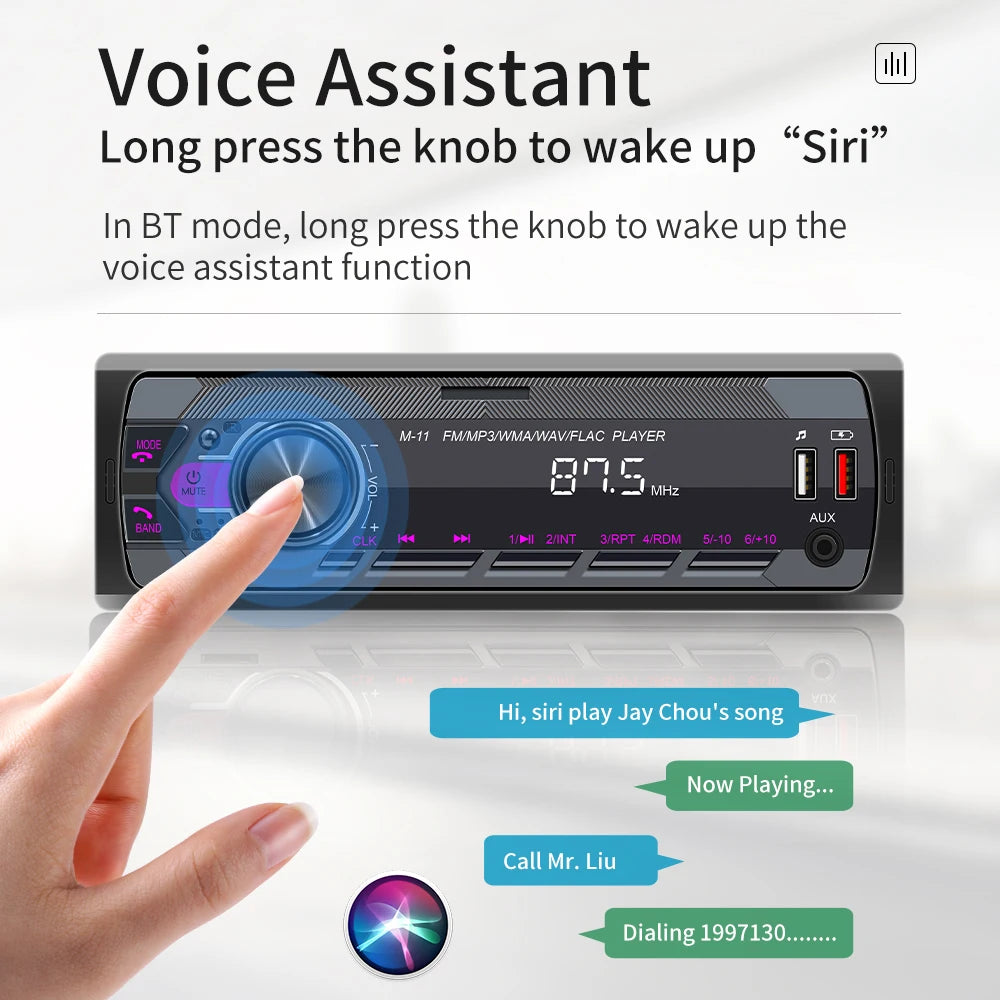 Podofo 1DIN Bluetooth Autoradio MP3 Speler – FM Radio, USB, AUX & TF Kaart met Afstandsbediening
