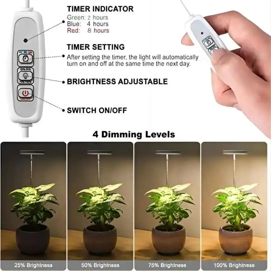 LED Kweeklamp voor Binnenplanten – Full Spectrum Groeilamp met Timer & Dimfunctie (5V USB)