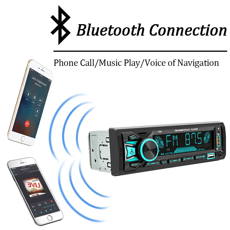 Hippcron 1DIN Bluetooth-Autoradio mit MP3-Player – 4x60W FM-Radio mit USB-, TF- und AUX-Anschluss
