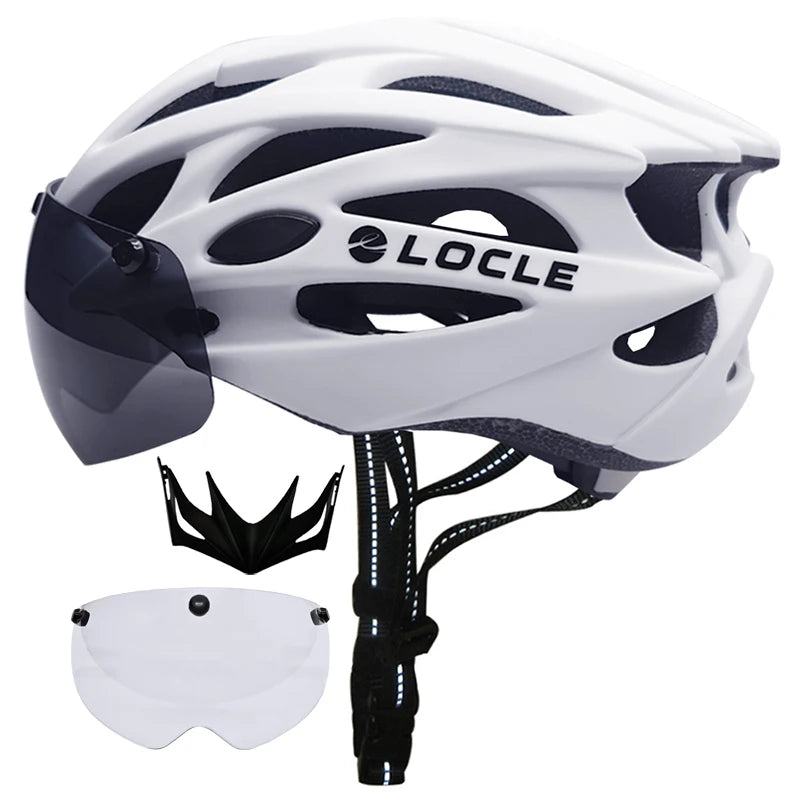 🚴 Casque de vélo LOCLE avec lunettes magnétiques – Casque VTT et vélo de route ultraléger avec visière pare-soleil