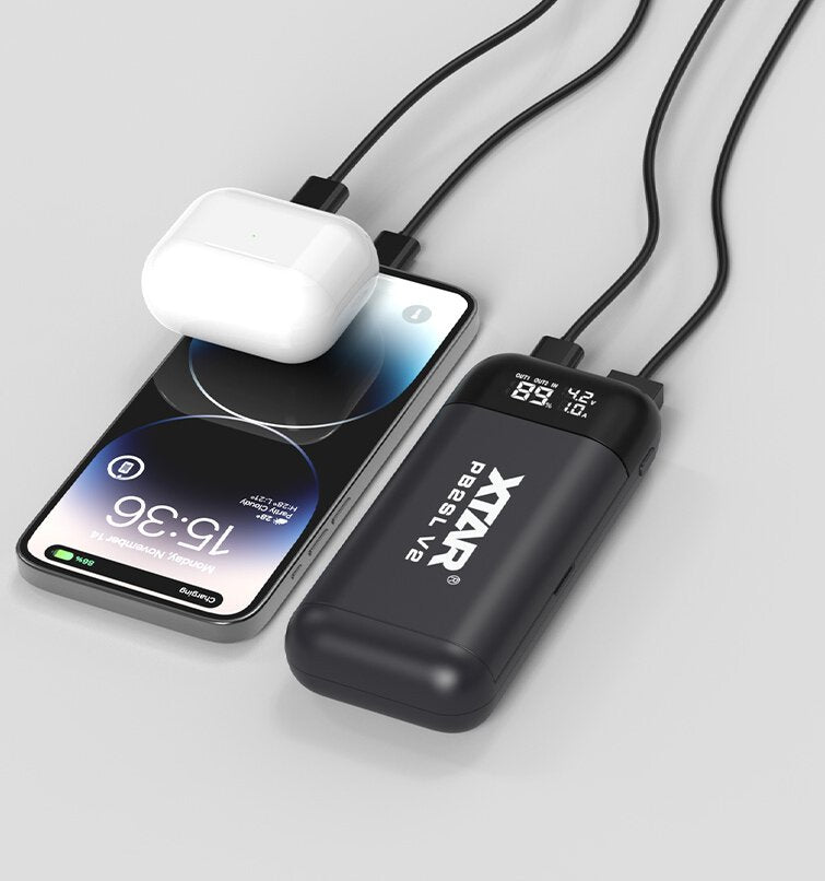 XTAR PB2SL V2 – Chargeur et batterie externe pour batteries Li-ion (18650 / 20700 / 21700) – Noir