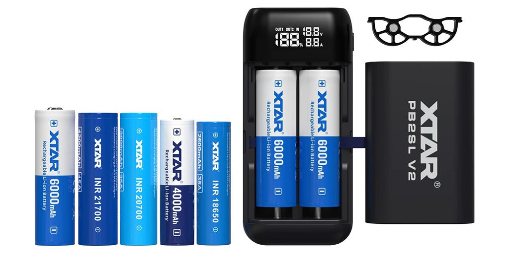 XTAR PB2SL V2 – Chargeur et batterie externe pour batteries Li-ion (18650 / 20700 / 21700) – Noir