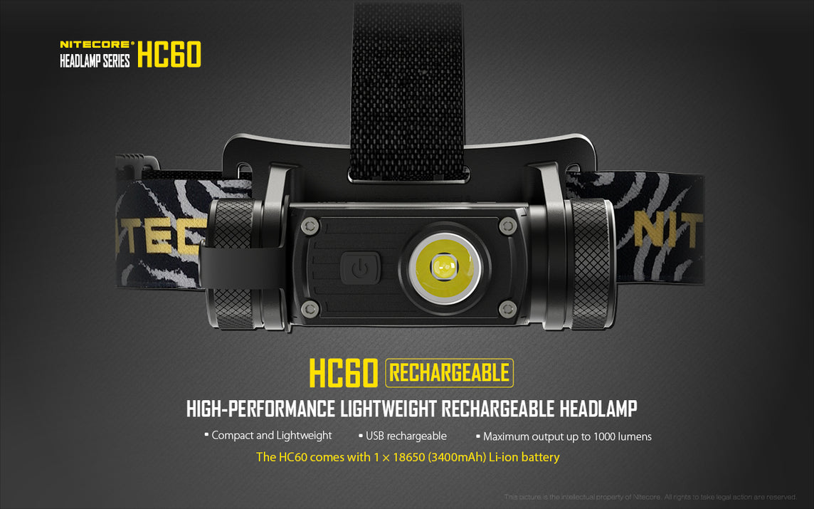 Lampe frontale rechargeable Nitecore HC60