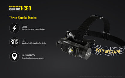 Nitecore HC60 oplaadbare Hoofdlamp