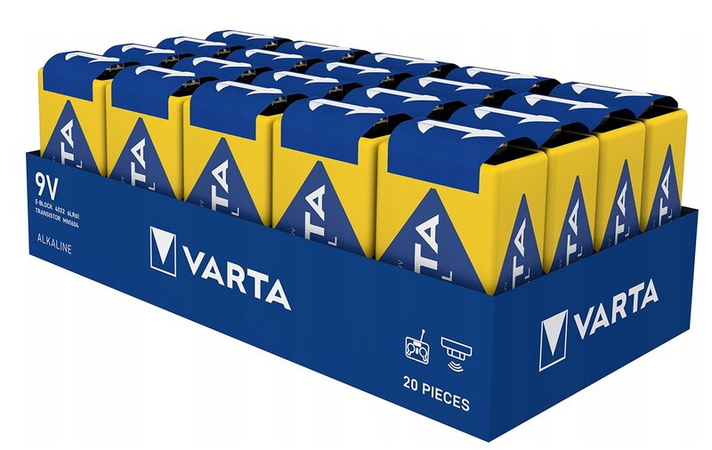 10x Piles alcalines industrielles Varta 9V 6LR61 / 4022 