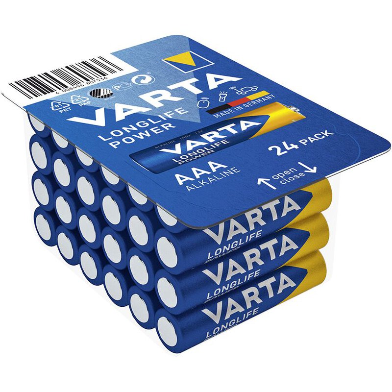 24 -fache Varta LongLife Power AAA Alkaline Batteries / 4903