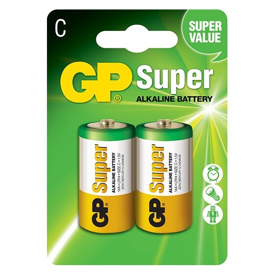 Lot de 2 piles alcalines super GP C