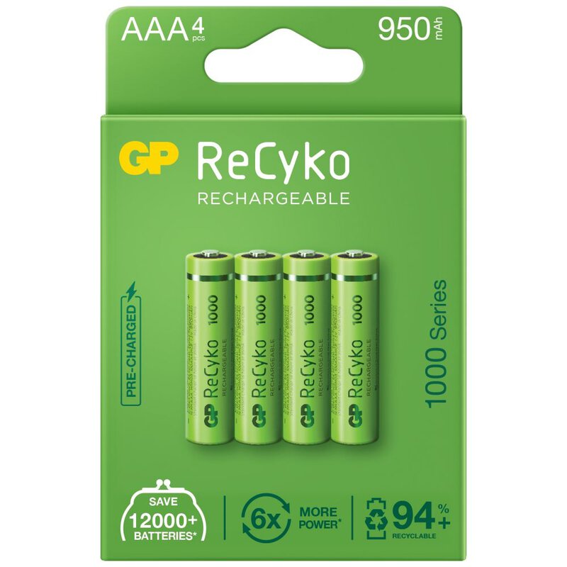 Wiederaufladbarer GP R03/AAA GP ReCyko+ 1000 Serie 950mAh