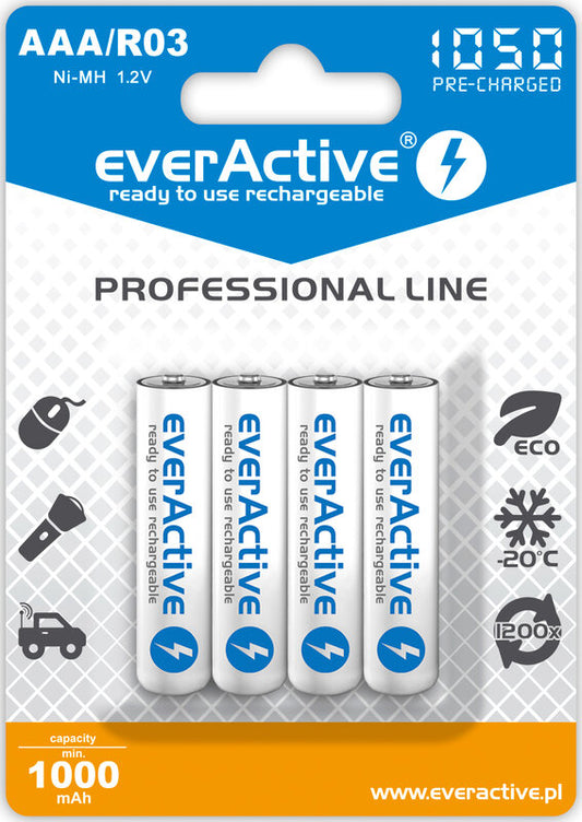 Batterie professionnelle everActive Ni-MH R03 AAA 950 mAh 