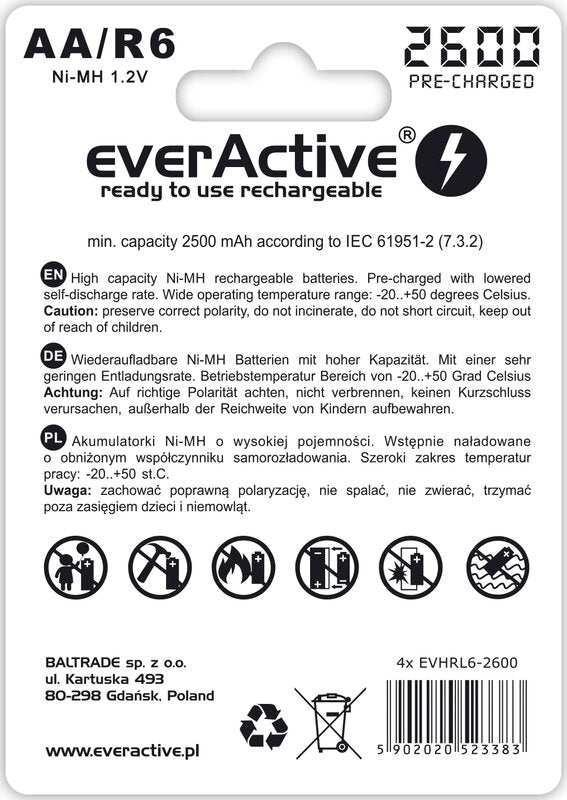 HR6 AA 2600mAh everActive Professional wiederaufladbar