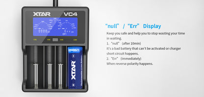 XTAR VC4 Ni-MH- und Li-Ion-USB-Ladegerät