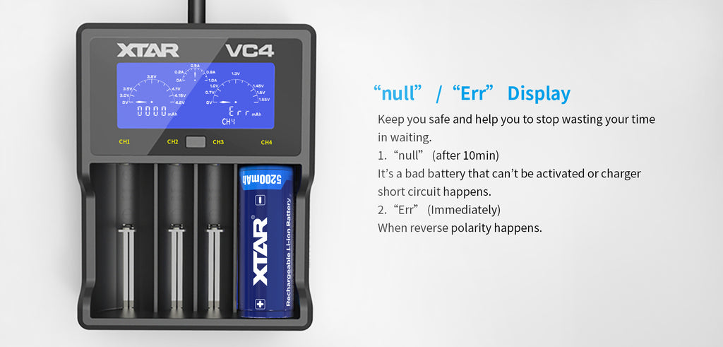 XTAR VC4 Ni-MH & Li-ion USB Oplader