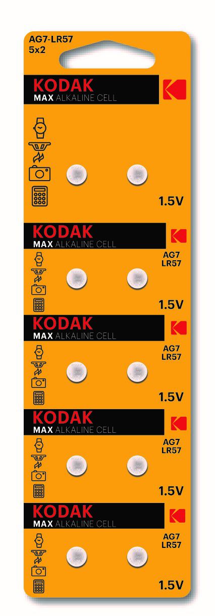 Kodak Alkaline Knoopcel Batterij AG7 LR57 1,5V